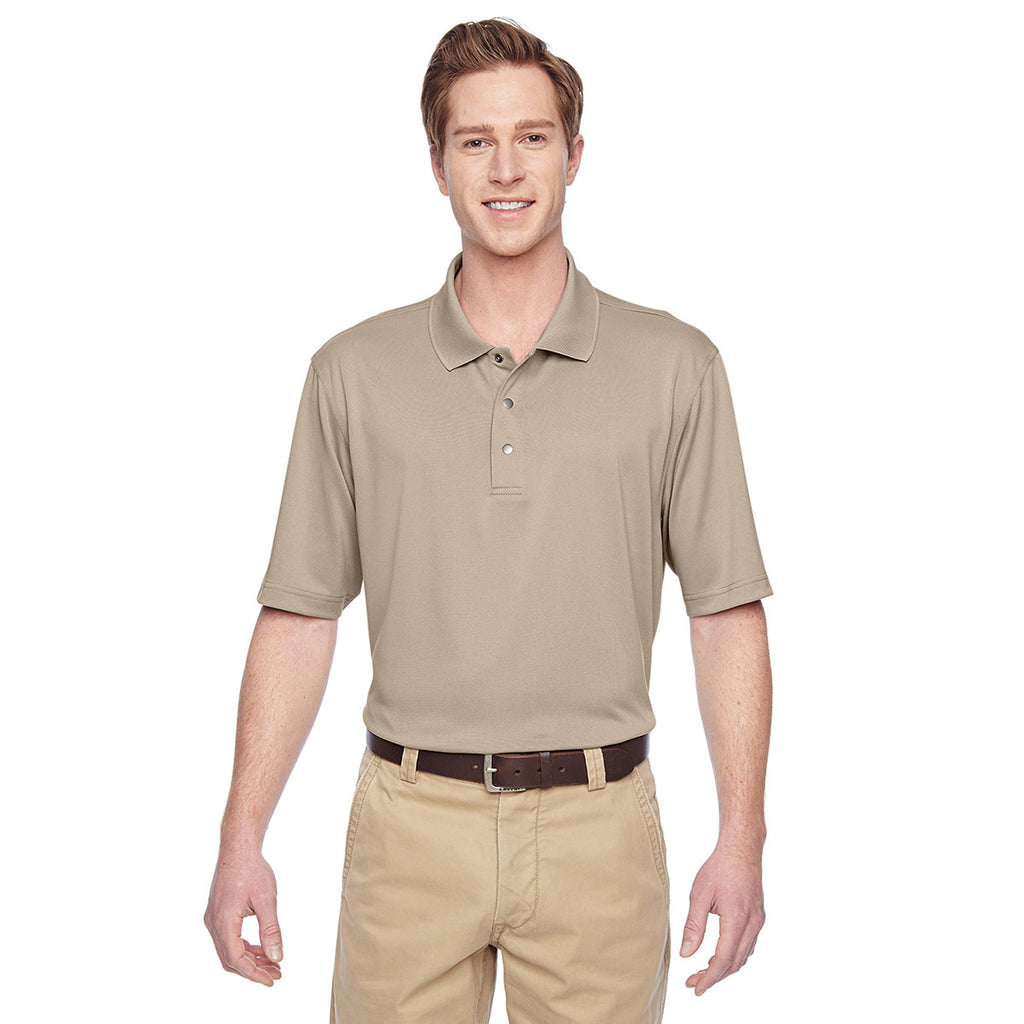 Harriton Men's Khaki Advantage IL Snap Placket Performance Polo