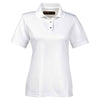 Harriton Women's White Advantage IL Snap Placket Performance Polo