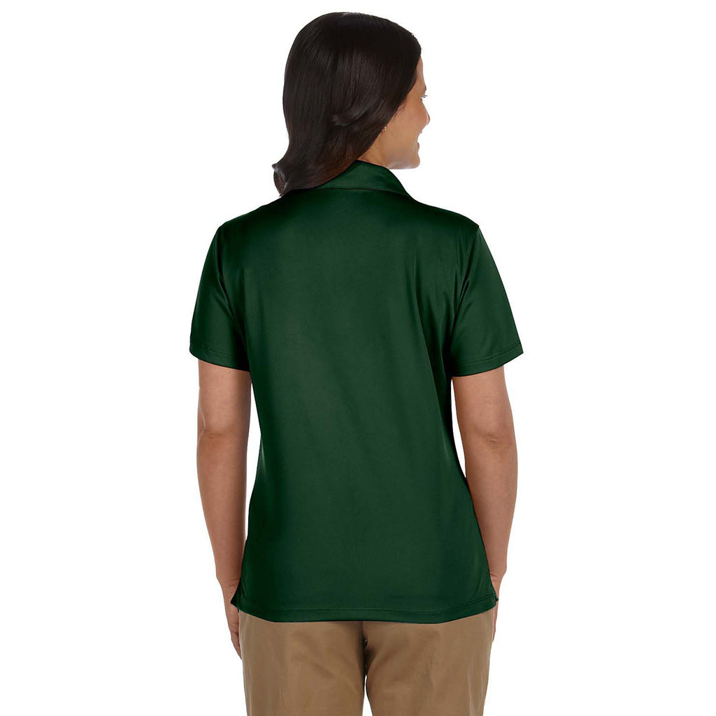 Harriton Women's Dark Green Micro-Pique Polo