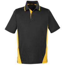 Harriton Men's Black/Sunray Yellow Tall Flash Snag Protection Plus Colorblock Polo