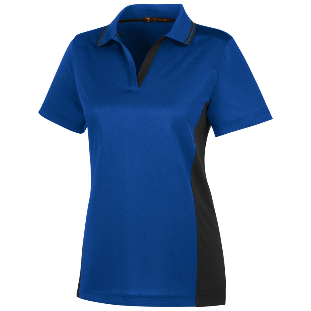 Harriton Women's True Royal/Black Flash Snag Protection Plus Colorblock Polo