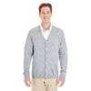 Harriton Men's Grey Heather Pilbloc V-Neck Button Cardigan Sweater