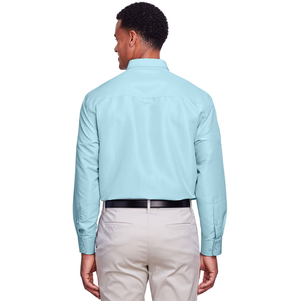 Harriton Men's Cloud Blue Key West Long-Sleeve Performance Staff Shirt