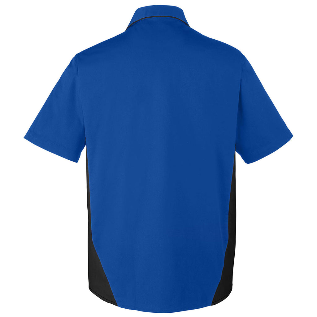 Harriton Men's True Royal/Black Flash Colorblock Short Sleeve Shirt