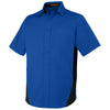 Harriton Men's True Royal/Black Flash Colorblock Short Sleeve Shirt