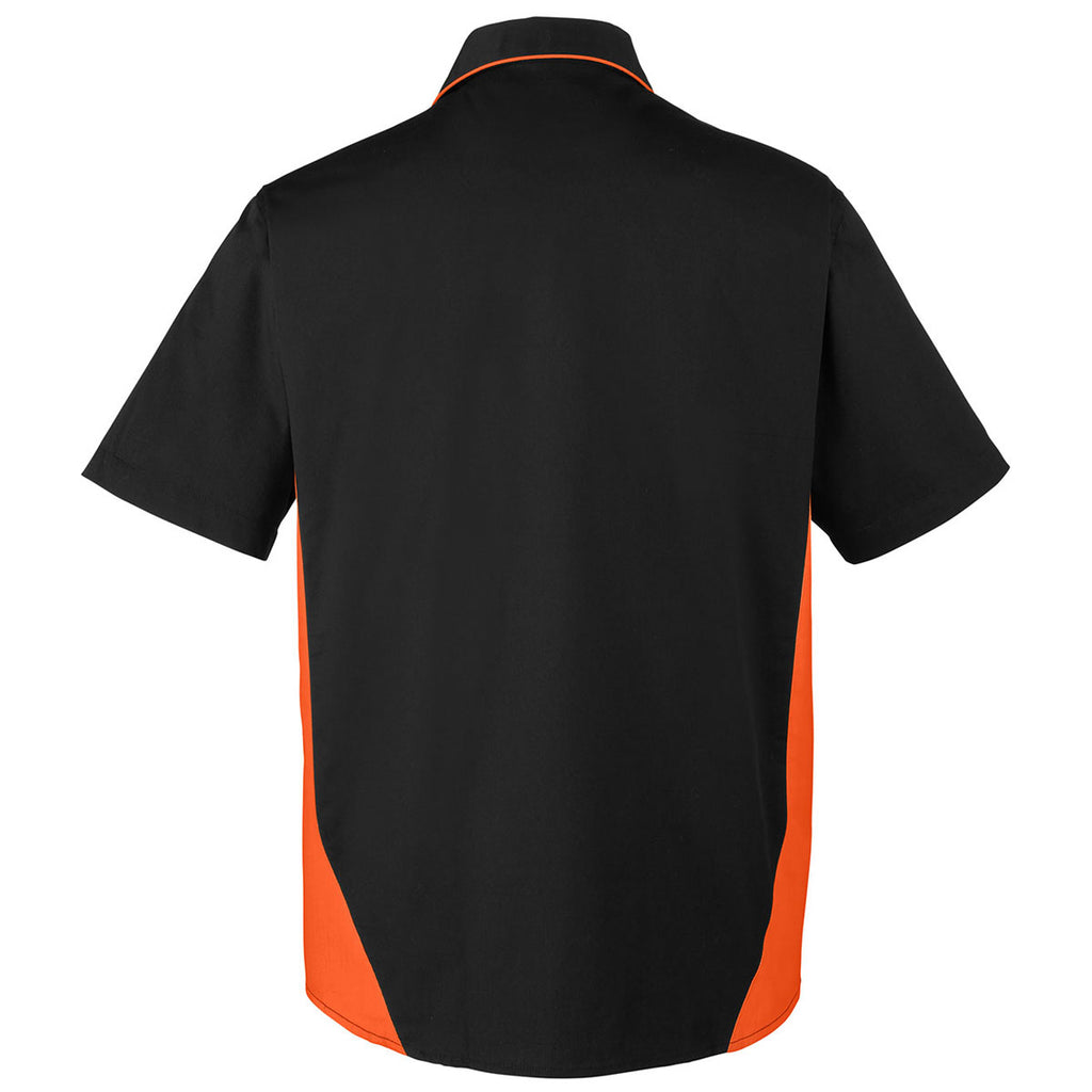 Harriton Men's Black/Team Orange Tall Flash Colorblock Short Sleeve Shirt