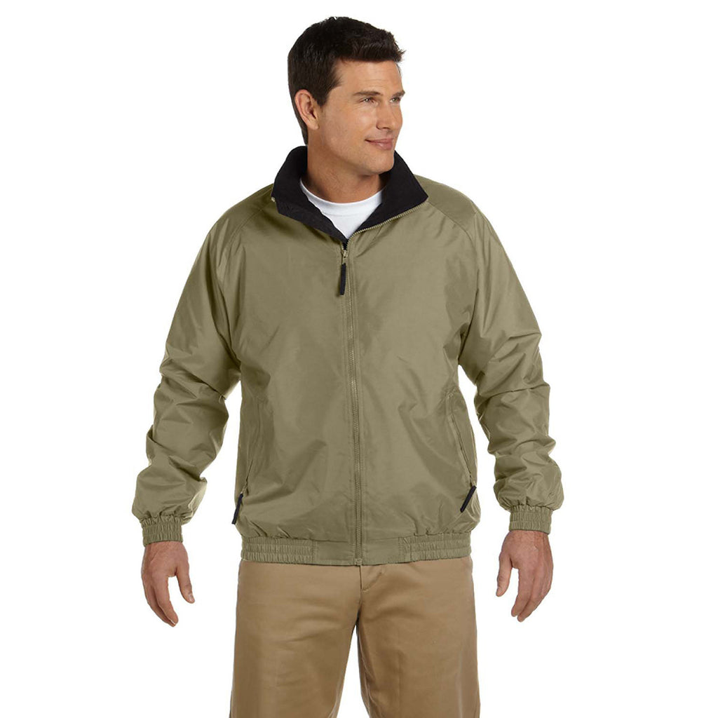 Harriton Men's Bright Khaki/Black Fleece-Lined Nylon Jacket