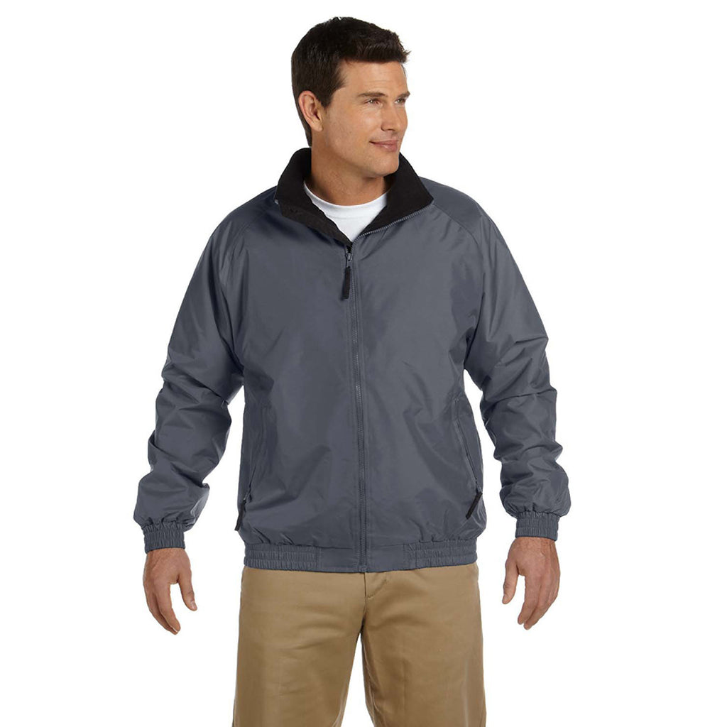 Harriton Men's Graphite/Black Fleece-Lined Nylon Jacket