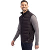 Cutter & Buck Men's Black Evoke Hybrid Eco Softshell Recycled Full Zip Vest