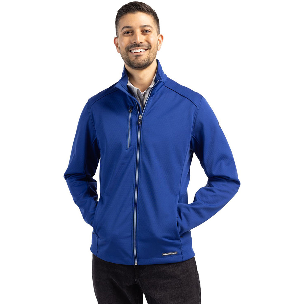 Cutter & Buck Men's Tour Blue Evoke Eco Softshell Recycled Full Zip Jacket