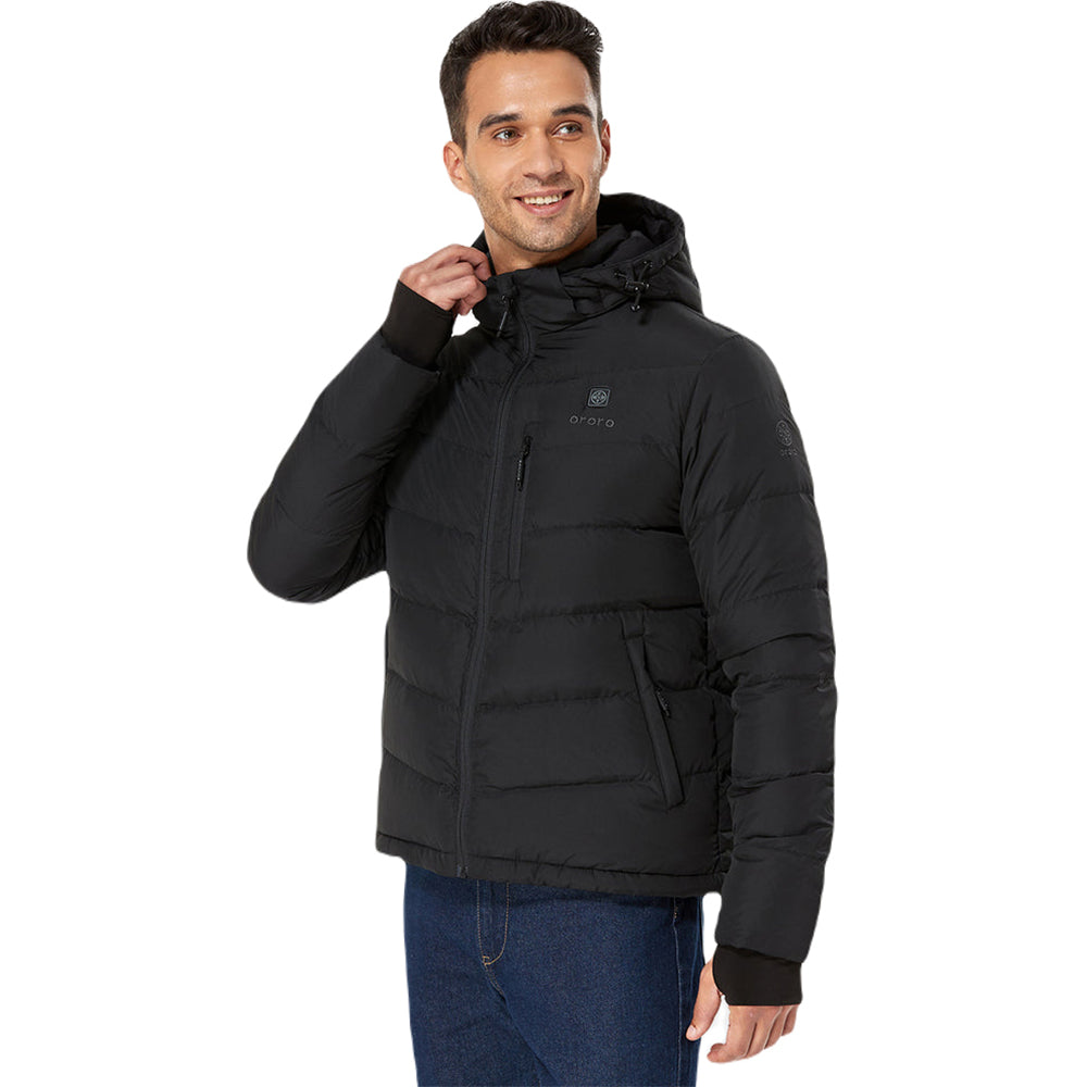 Ororo Men's Black Heated Down Jacket