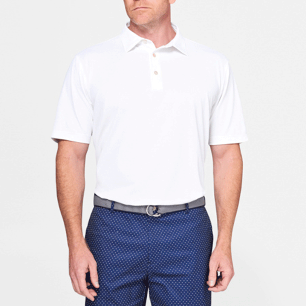 Peter Millar Men's White Solid Stretch Mesh Polo