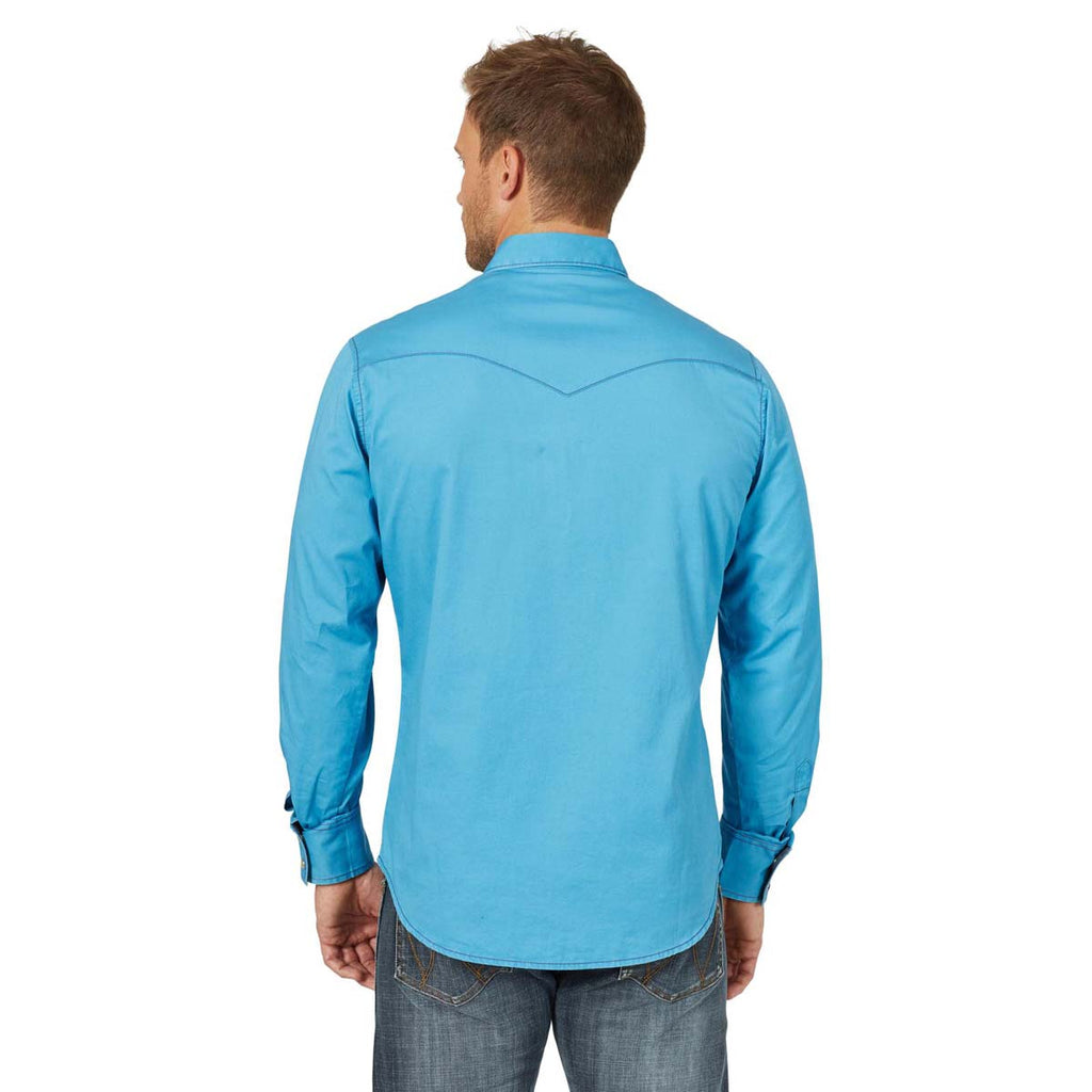 Wrangler Men's Blue Retro Premium Long Sleeve Shirt