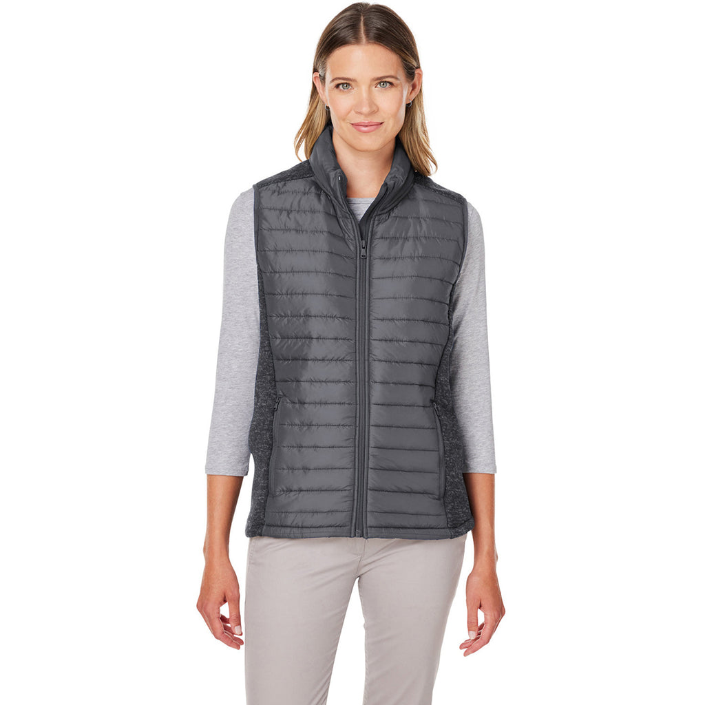 Nautica Women's Graphite/Graphite Heather Harbor Puffer Vest