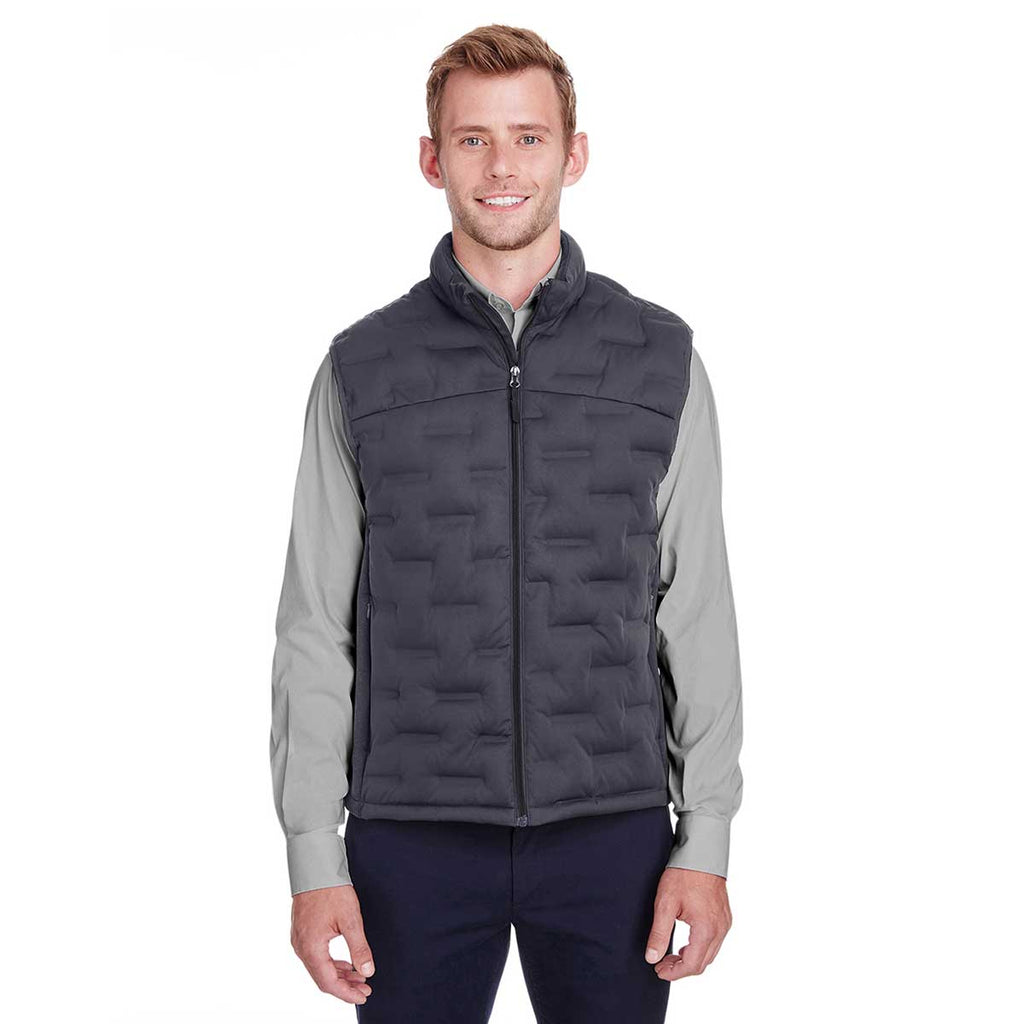 North End Men's Carbon/Black Heather/Black Pioneer Hybrid Vest