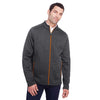 North End Men's Black Heather/Orange Soda Flux 2.0 Full-Zip Jacket