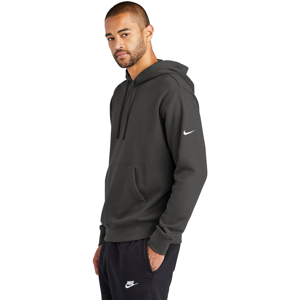 Nike Men's Anthracite Club Fleece Sleeve Swoosh Pullover Hoodie