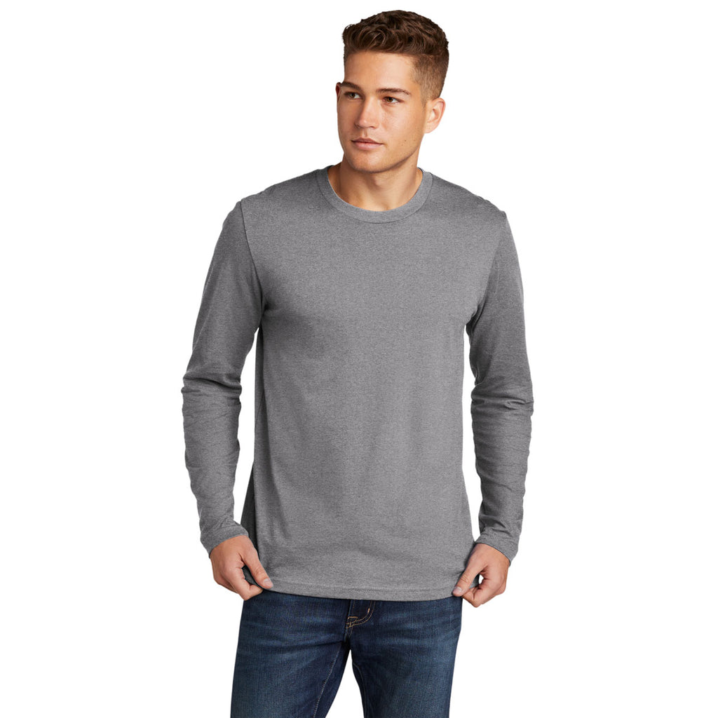 Next Level Men's Heather Grey Cotton Long Sleeve Tee