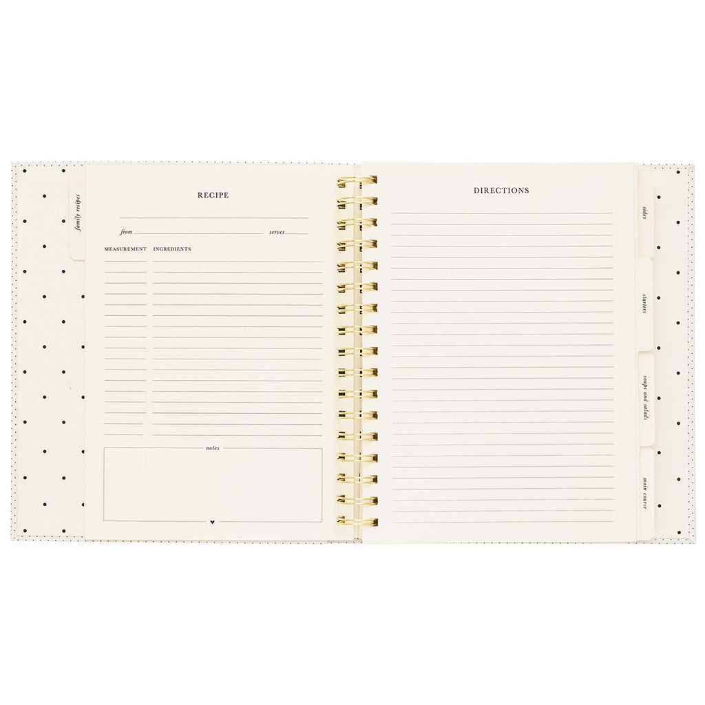 Sugar Paper Off White and Black Dot Recipe Book