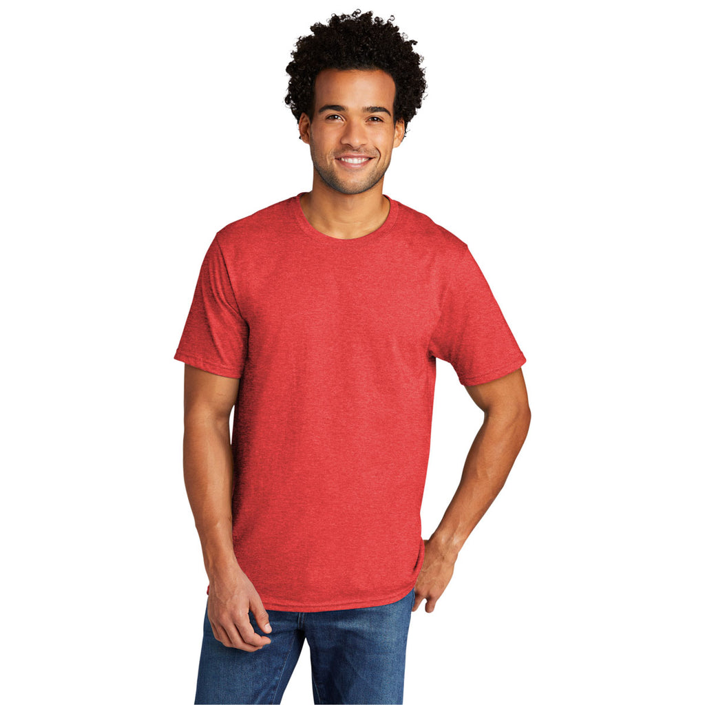 Port & Company Men's Bright Red Heather Tri-Blend Tee