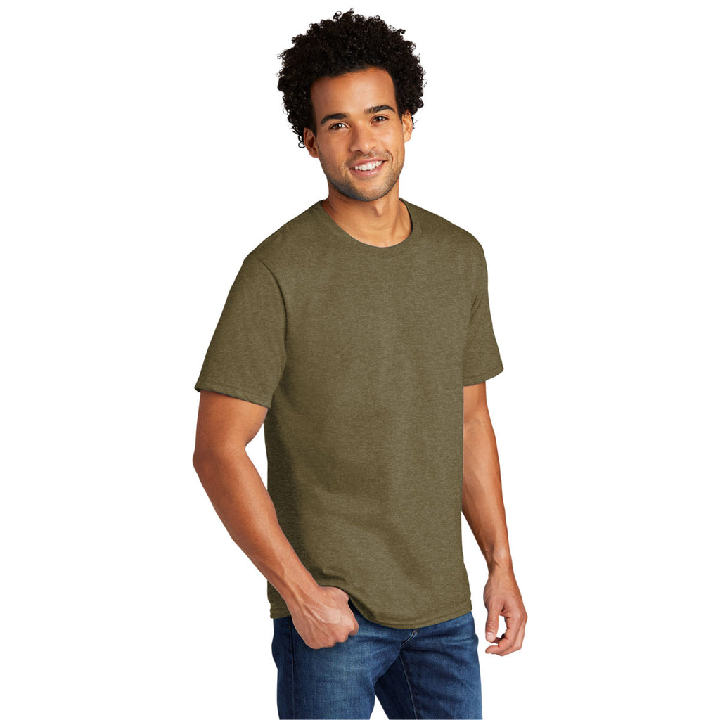 Port & Company Men's Coyote Brown Heather Tri-Blend Tee