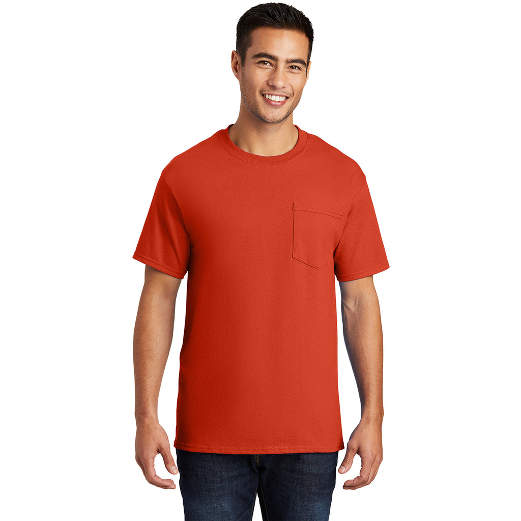 Port & Company Men's Orange Essential Pocket Tee