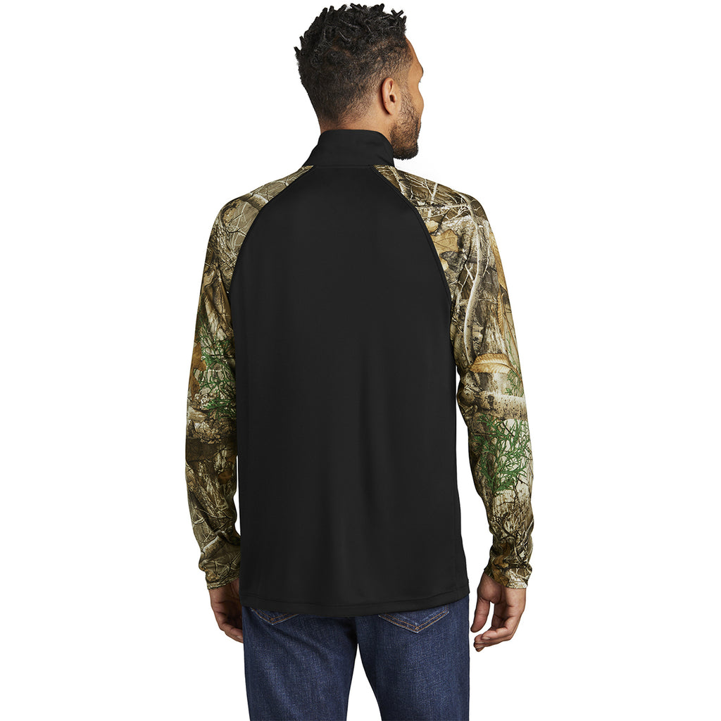 Russell Outdoors Men's Black/ Realtree Edge Realtree Colorblock Performance Quarter Zip