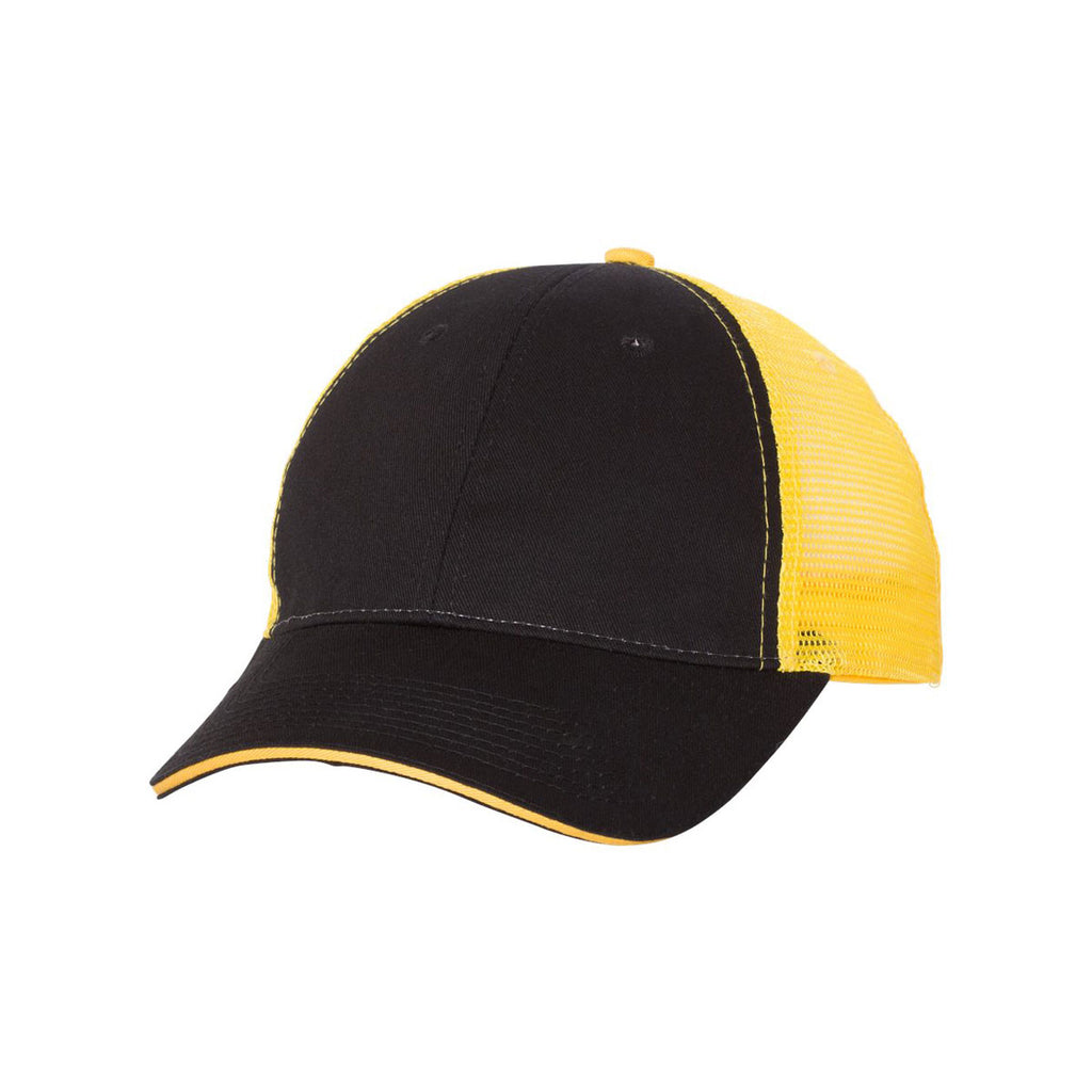 Valucap Black/Gold Sandwich Trucker Cap