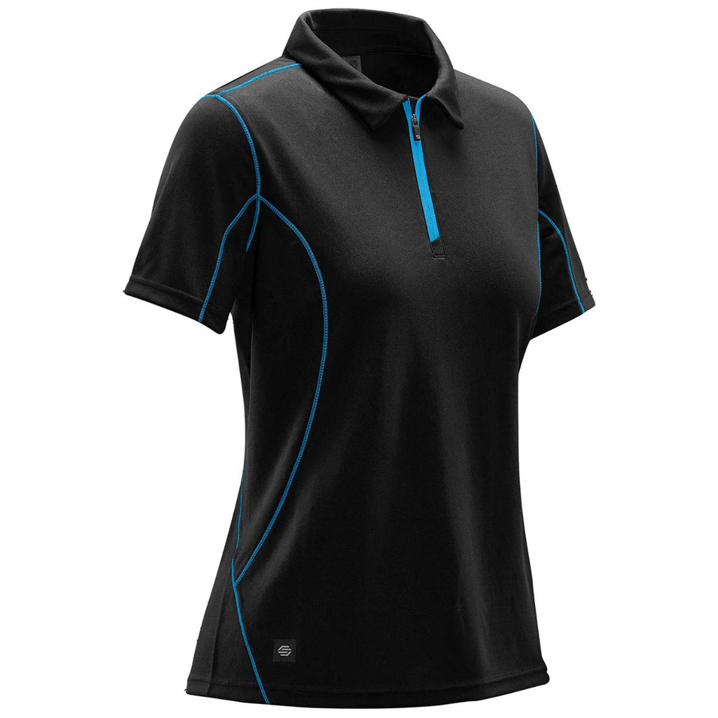 Stormtech Women's Black/Electricblue Pulse 1/4 Zip Polo