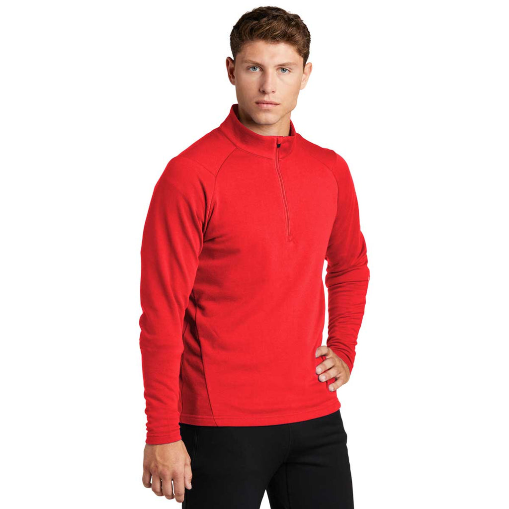 Sport-Tek Men's True Red Lightweight French Terry Quarter Zip Pullover