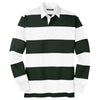 Sport-Tek Men's Forest Green/White Classic Long Sleeve Rugby Polo