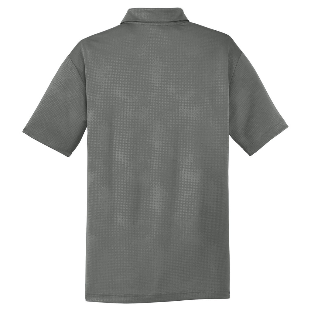 Sport-Tek Men's Dark Smoke Grey Embossed PosiCharge Tough Polo