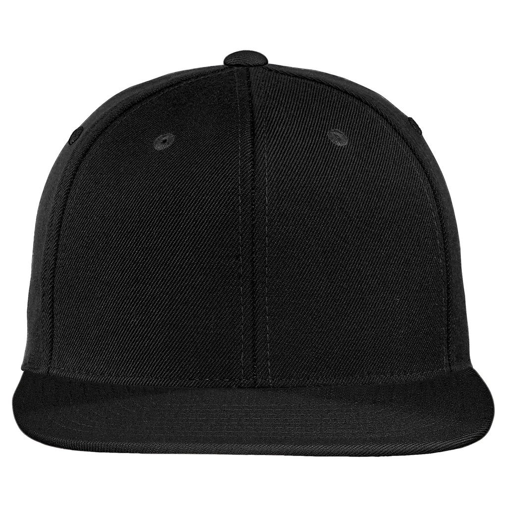 Sport-Tek Black Flat Bill Snapback Cap