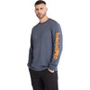 Timberland Men's Black Iris Heather Core Logo Long-Sleeve T-Shirt