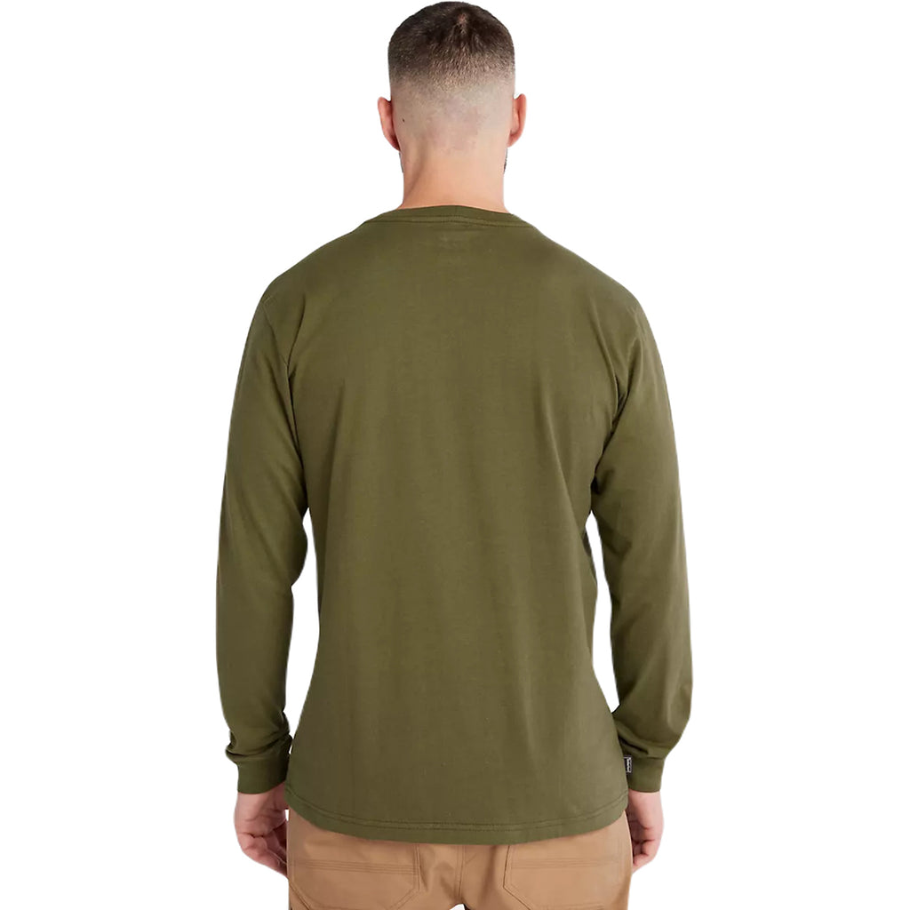 Timberland Men's Olive Night Core Logo Long-Sleeve T-Shirt