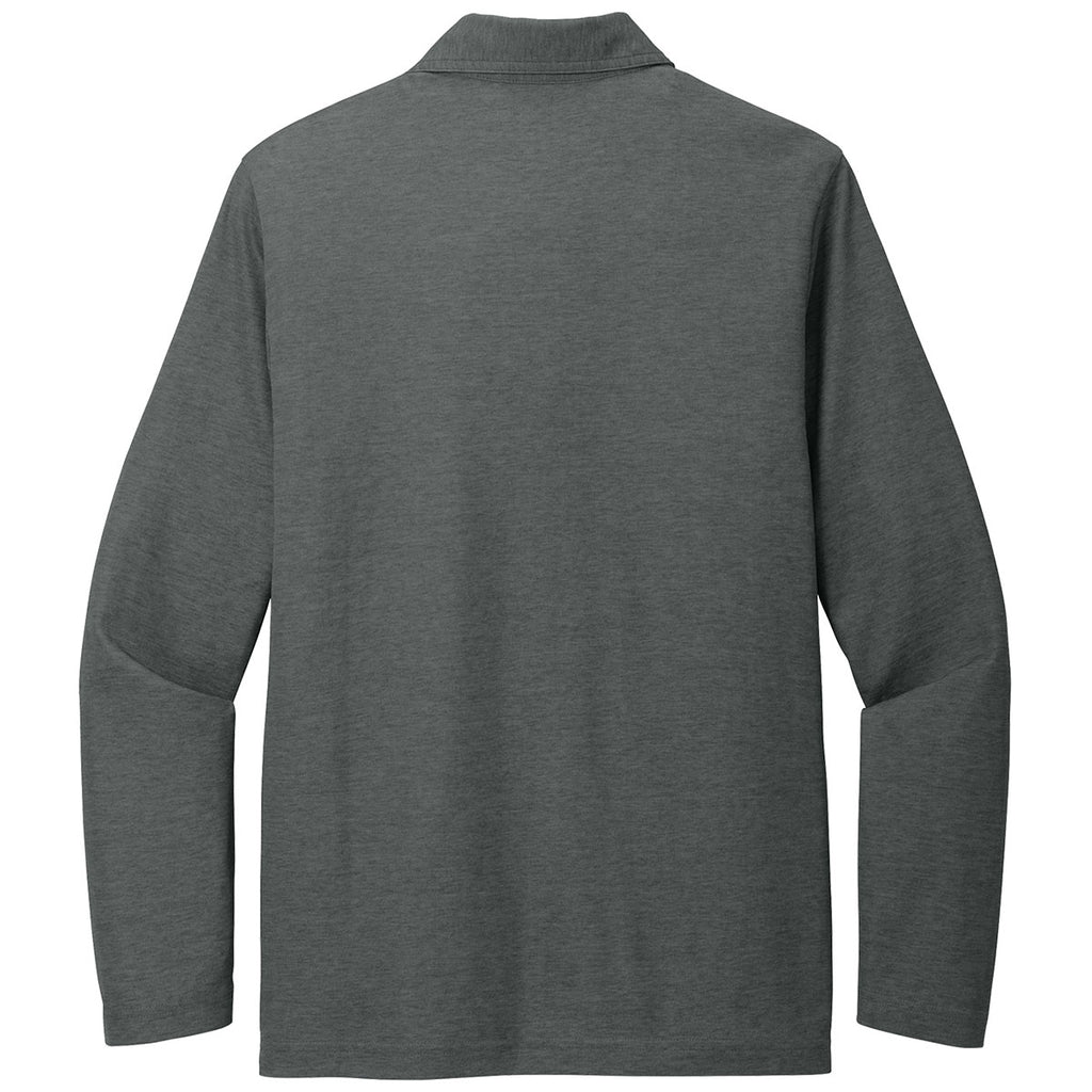 TravisMathew Men's Black Heather Oceanside Heather Long Sleeve Polo