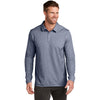 TravisMathew Men's Blue Nights Heather Oceanside Heather Long Sleeve Polo