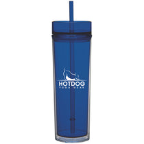 Gold Bond Inc Blue 16 oz Tube Tumbler with Straw