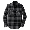 Port Authority Men's Grey/Black Plaid Flannel Shirt