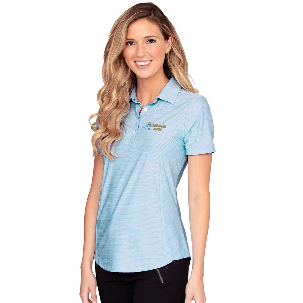 Greg Norman Women's Blue Mist Heather Play Dry Solid Polo