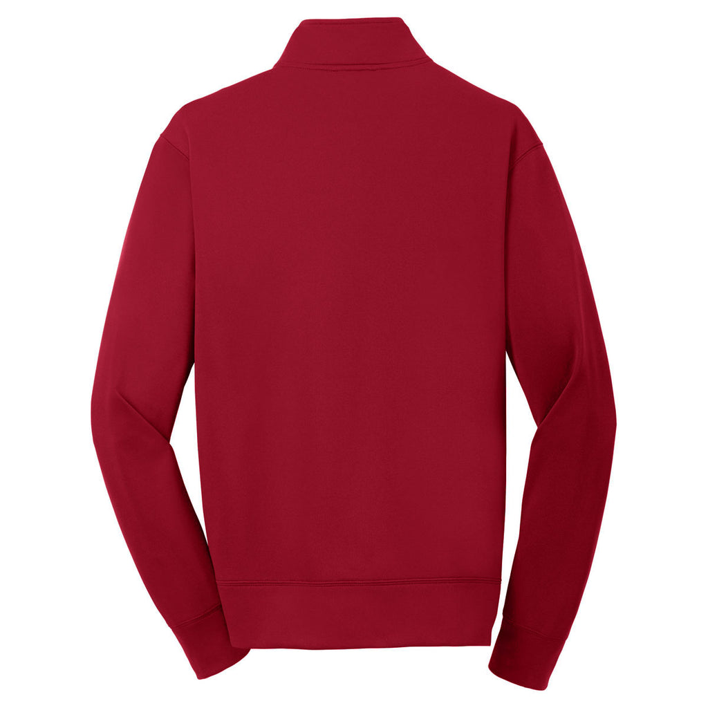 Sport-Tek Youth Deep Red Sport-Wick Fleece Full-Zip Jacket