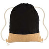 Gold Bond Inc Black Cotton Canvas Drawstring Backpack with Cork